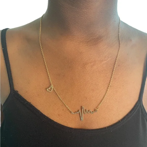 Gold Heartbeat Necklace - Picture 1 of 2